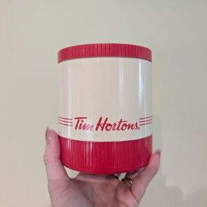 Tim Hortons Red and Cream Vintage Thermos Style Container